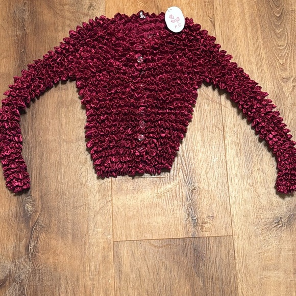 Red Ruffled Cardigan - Picture 1 of 3